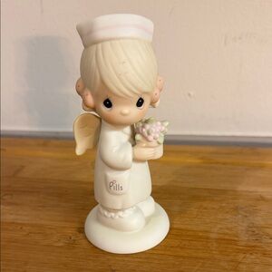 Precious Moments Ceramic Angel Figurine - Cream and Pink